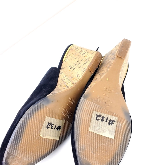 NEW look wide feet wedge sandals size 9 black shoes suede - Picture 11 of 16